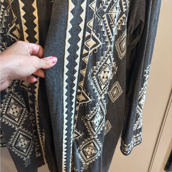 Johnny Was Tulia Embroidered Gray Duster Cardigan Boho Size Lg - Picture 3 of 7